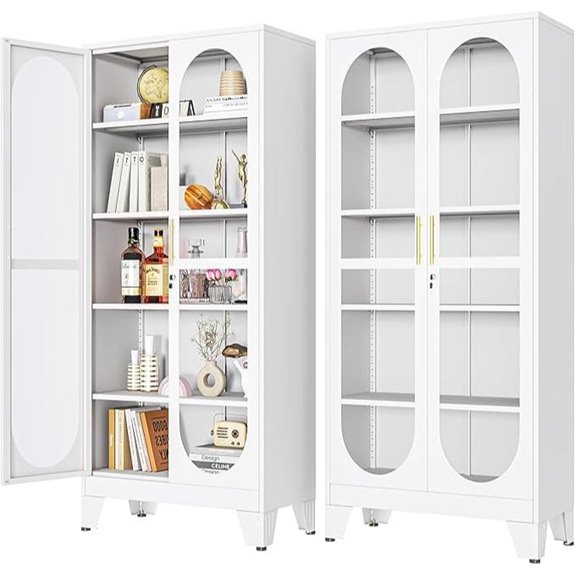 71 White Locking Glass Display Cabinet