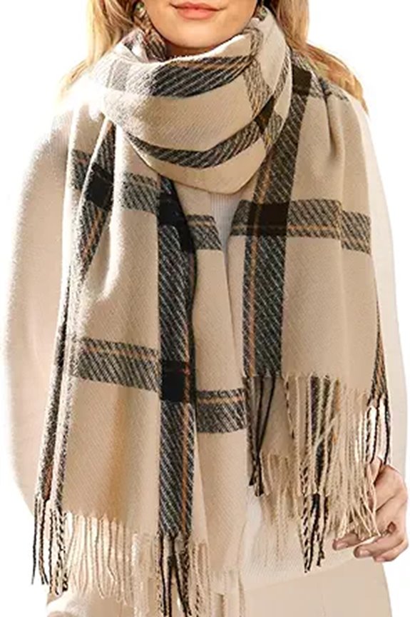 FURTALK Winter Plaid Tassel Oversized Scarf for Women