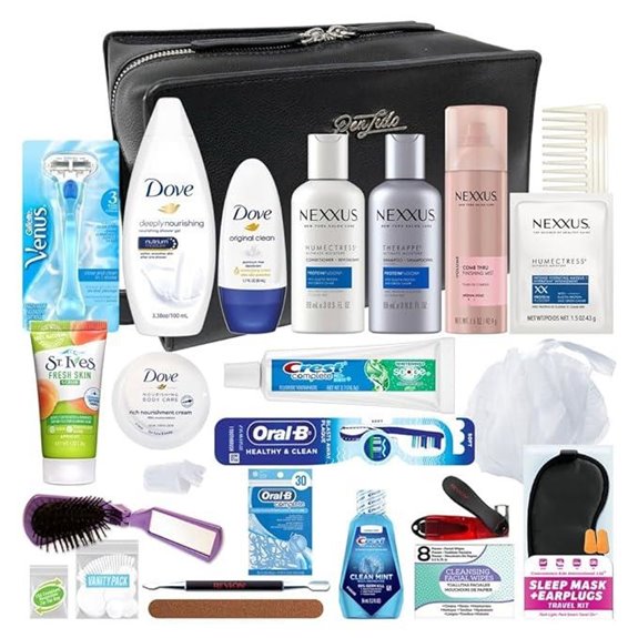 Convenience Kits Women's 25-Piece Travel Set in Leather Bag