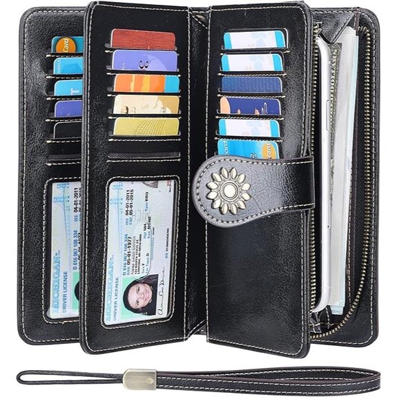 Lavemi Women's Leather RFID Wallet Wristlet Clutch