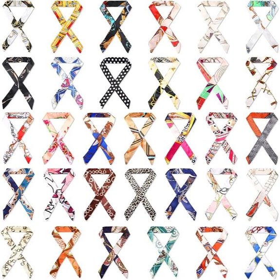 Handepo 32 Pcs Women's Satin Hair and Handbag Scarves