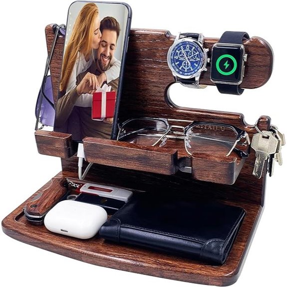 Wood Phone Docking Station Nightstand Organizer