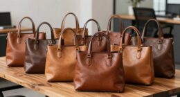 lightweight leather work totes