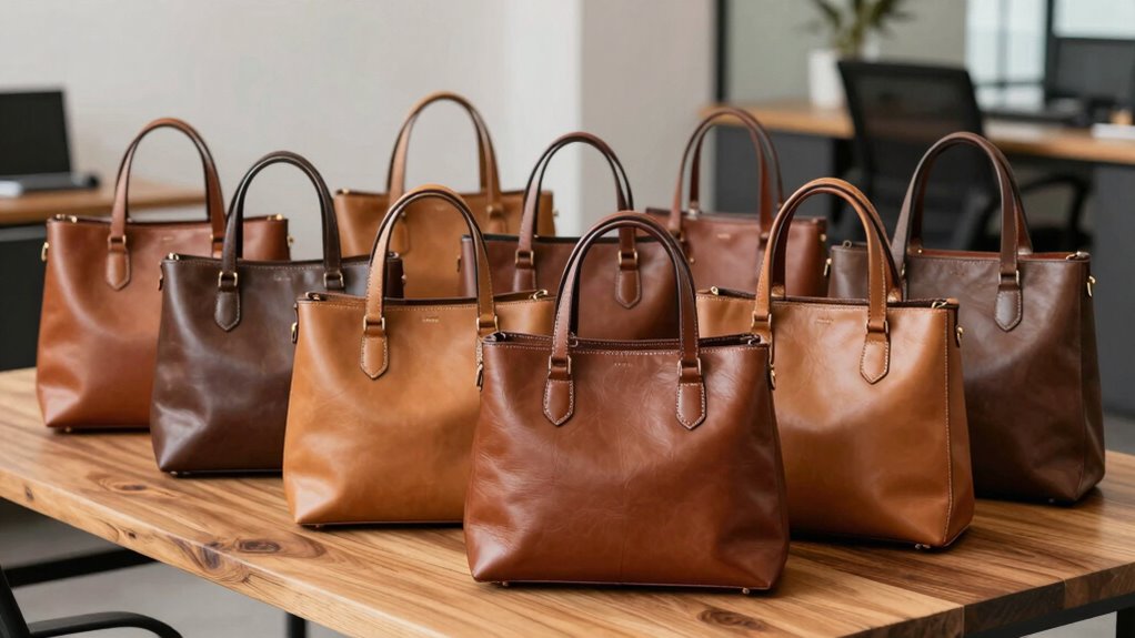 lightweight leather work totes