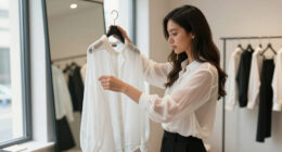 Greta Lee Is A Vision In The Row’s Raw-Edge Organza Blouse
