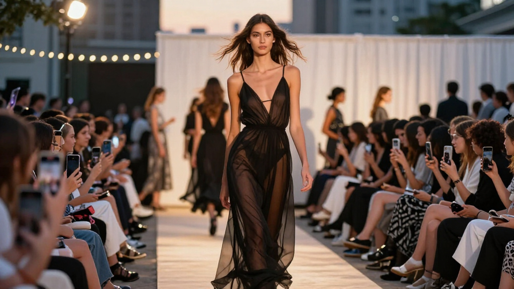 Kendall Jenner Leads The Annual L’Oréal Paris Runway Show In A Sheer Black Maxi Dress